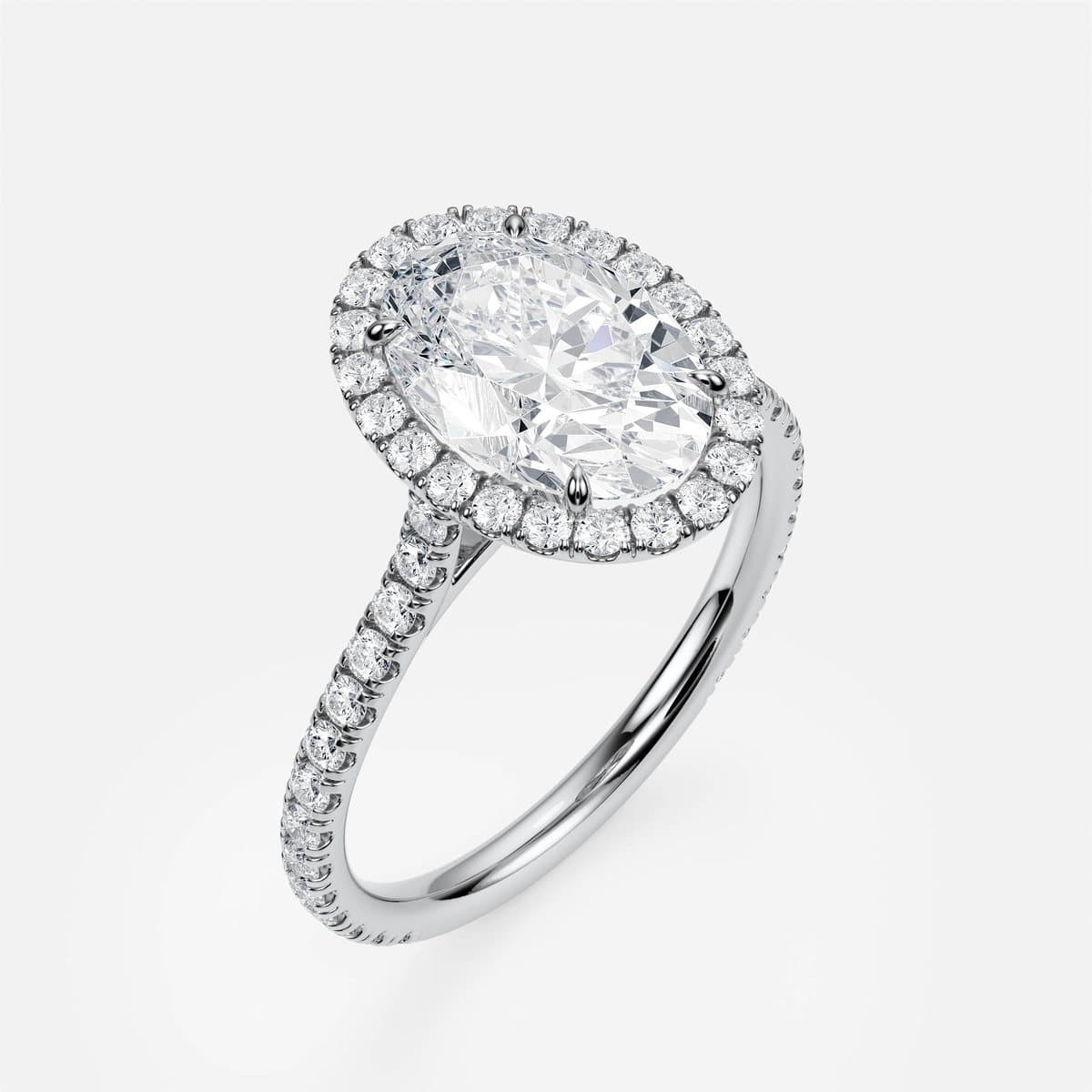 nanea Cathedral Halo engagement ring in white gold — a pavé halo raised on a cathedral setting