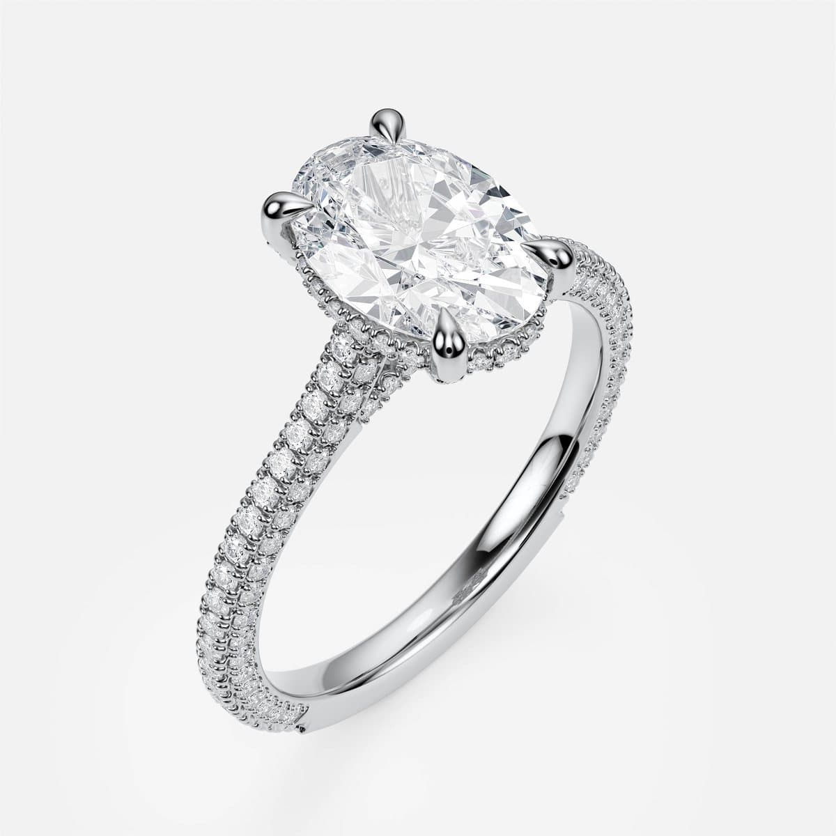 nanea Diamond Veil engagement ring in white gold — three rows of micro-pavé and a hidden halo