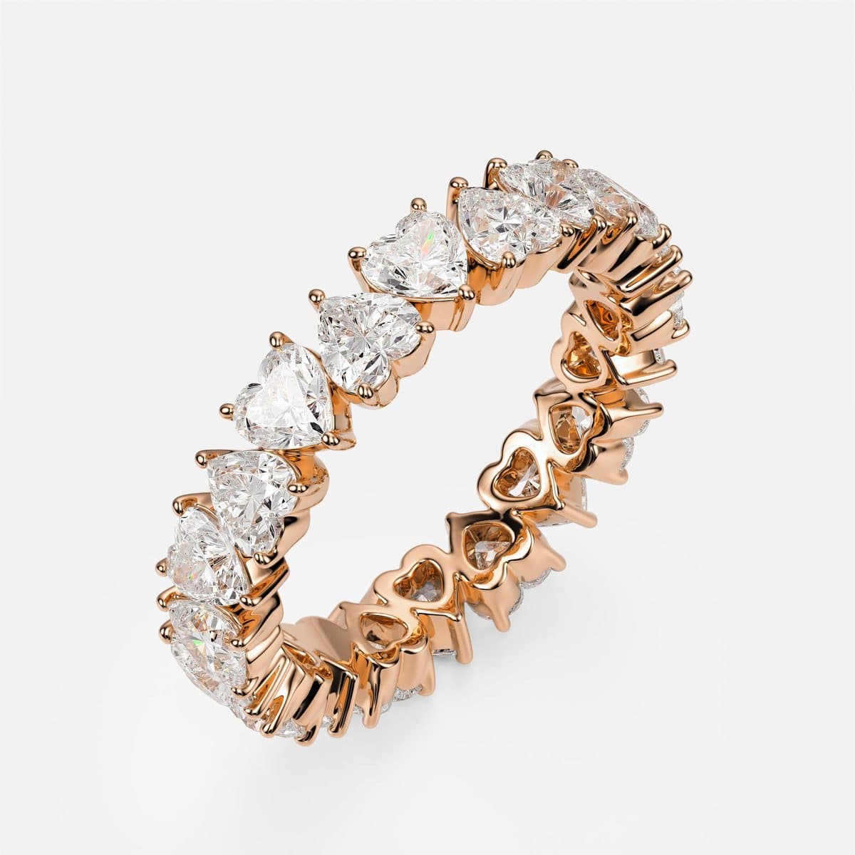 nanea Heart Eternity band in rose gold — heart-shaped stones all the way around