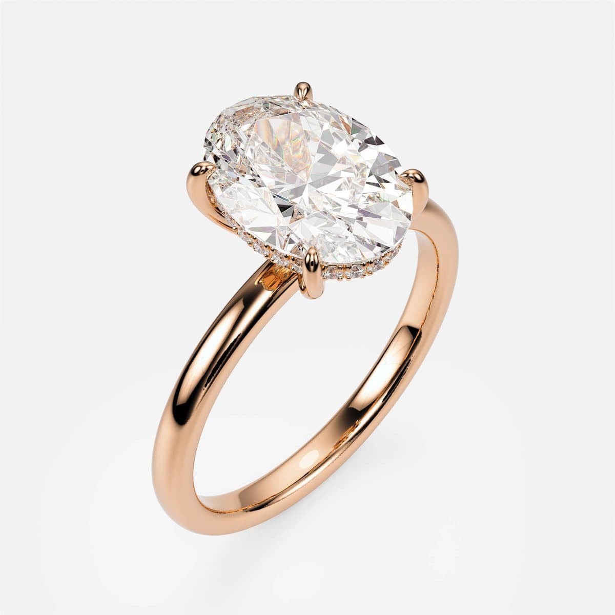 nanea Secret Halo engagement ring in rose gold — a solitaire with a hidden halo under the stone