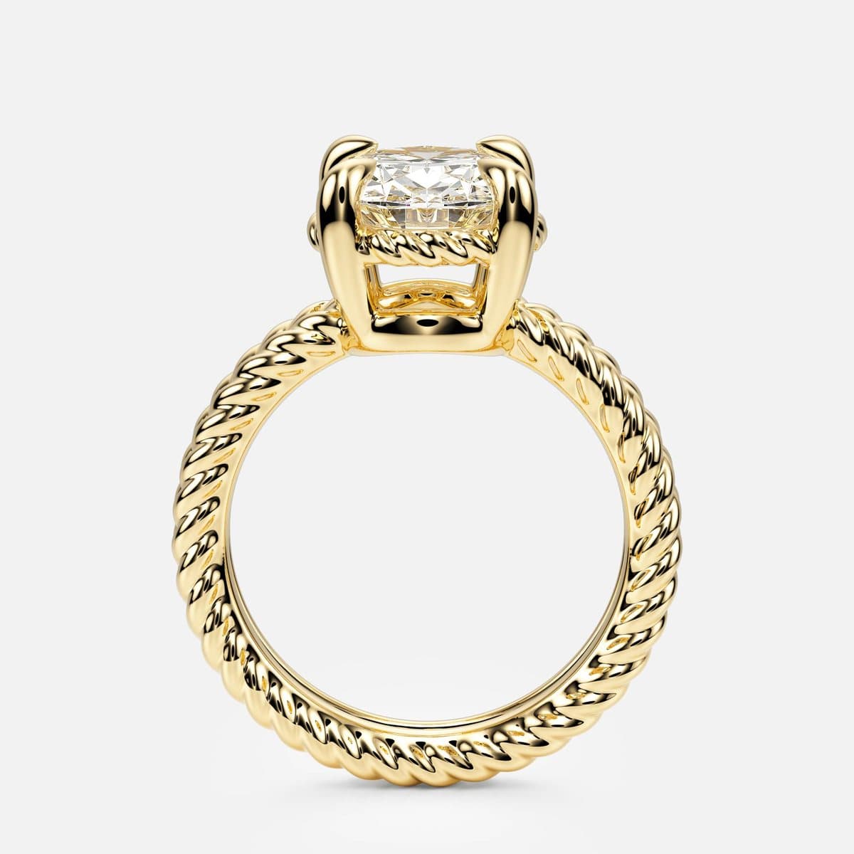 nanea Twin Rope engagement ring in yellow gold, front view showing the full circle of the twisted band
