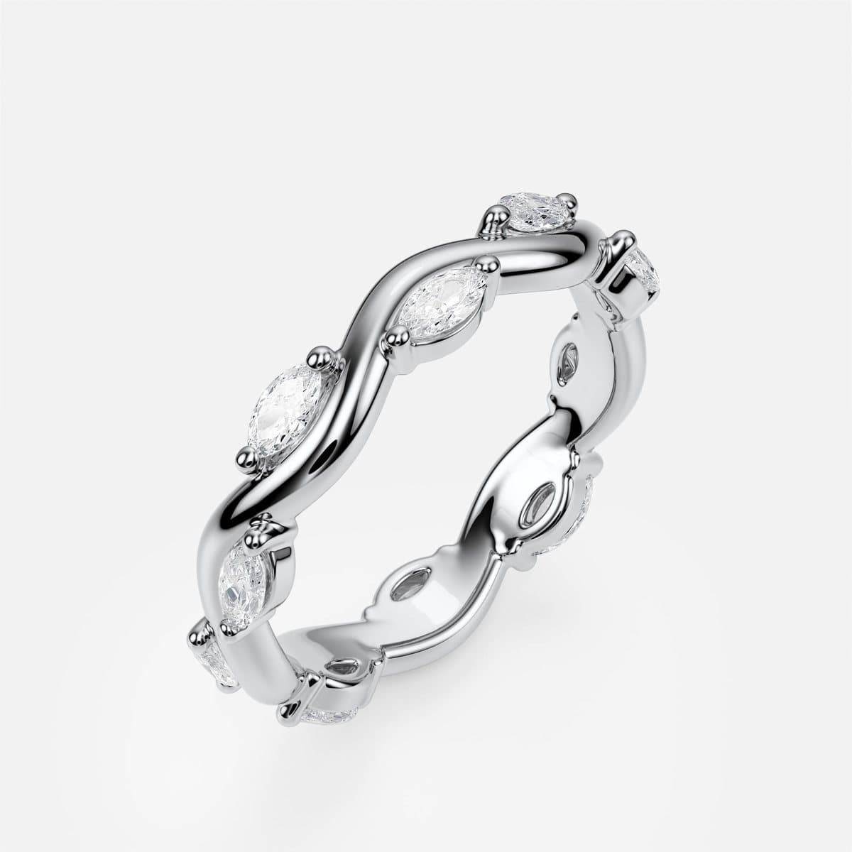 nanea Wave Marquise band in white gold — a wavy band with marquise stones
